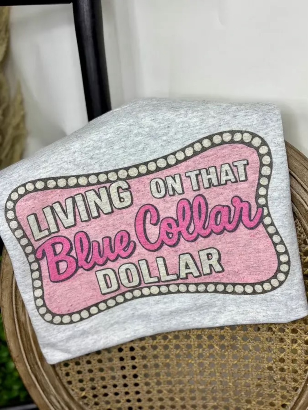 ‘Living on That Blue Collar Dollar’ Graphic Tee - Ash Grey - Picture 2 of 2